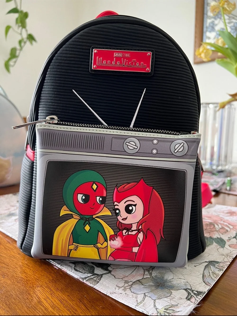 Loungefly Black & Red TV Front Mini Backpack - Cute Character Print